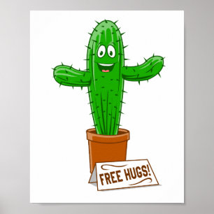 Poster Abraços Gratuitos Planta de Cacto Bem-vindo