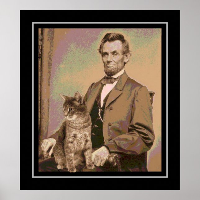 Pôster Abraham Lincoln and his cat "Dixie" (Frente)