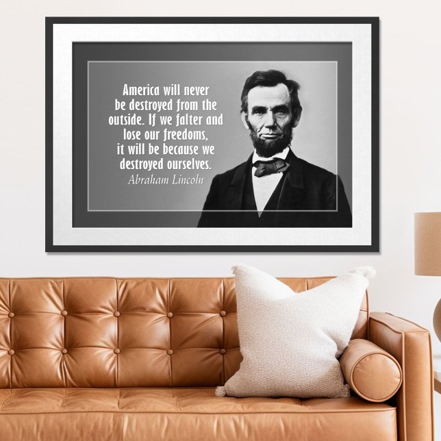 Pôster Abraham Lincoln Citação sobre a América (Patriotic Poster)