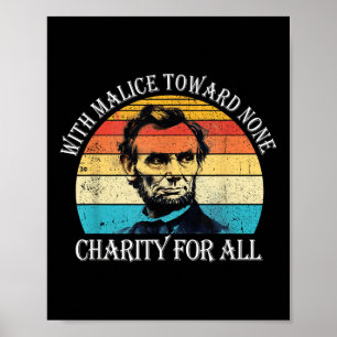 Poster Abraham Lincoln Com Caridade Para Todos 4 De Julho