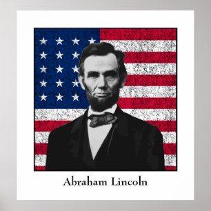 Poster Abraham Lincoln e a bandeira americana