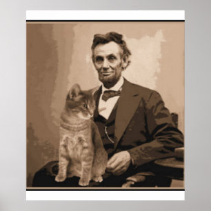 Pôster Abraham Lincoln e seu gato "Dixie"