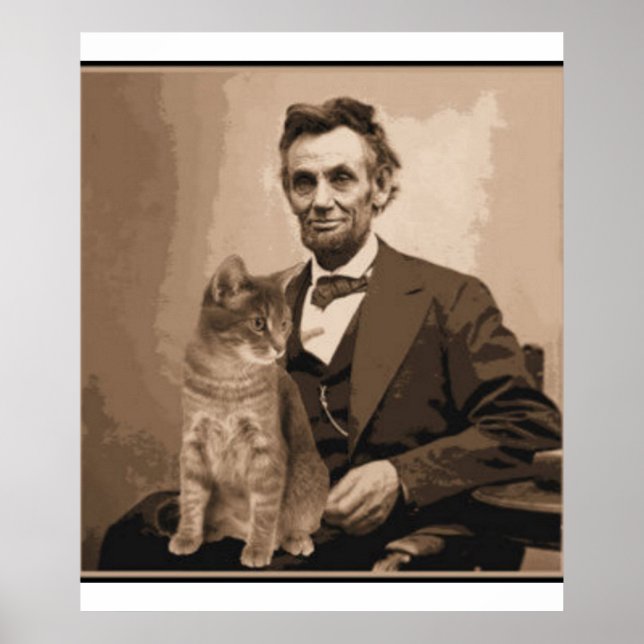 Pôster Abraham Lincoln e seu gato "Dixie" (Frente)