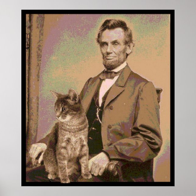 Pôster Abraham Lincoln e seu gato "Dixie" (Frente)