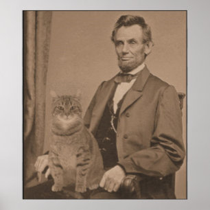 Pôster Abraham Lincoln e seu gato "Gloria"