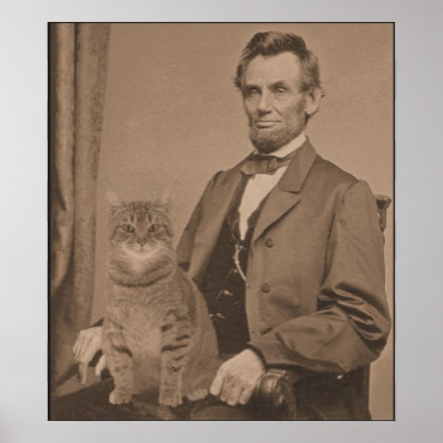 Pôster Abraham Lincoln e seu gato "Gloria" (Frente)