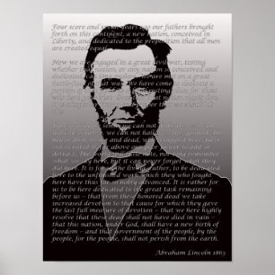 Pôster Abraham Lincoln Gettysburg Endereço Portrait Poste