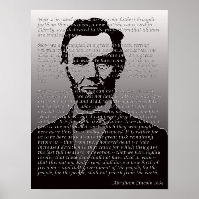 Pôster Abraham Lincoln Gettysburg Endereço Portrait Poste (Frente)