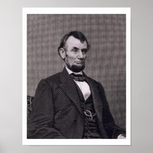 Pôster Abraham Lincoln, gravado de uma fotografia vai