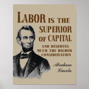 Pôster Abraham Lincoln Labor Quote