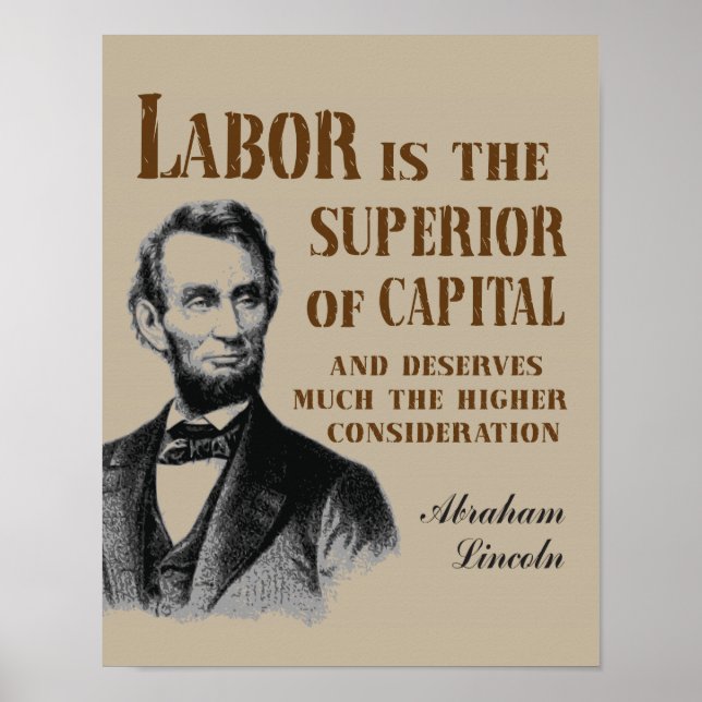 Pôster Abraham Lincoln Labor Quote (Frente)