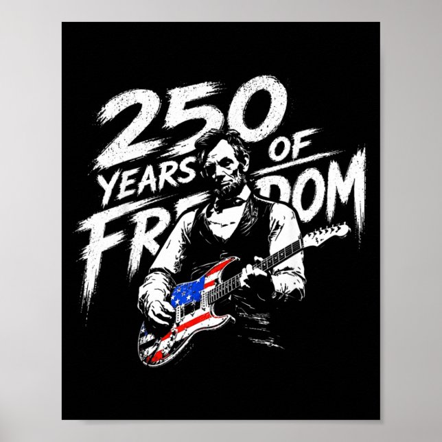 Poster Abraham Lincoln Tocando Guitarra 4 de Julho 250º (Frente)