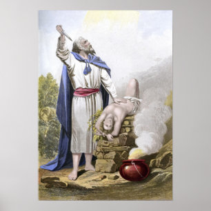 Pôster Abraham que oferece acima de Isaac
