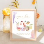 Poster Abre Bar Aquarela Cocktails de Citrus Bebida Casei<br><div class="desc">Doce, picante e coquetel de bar aberto de cidade que está inundado de amor! Nossa coleção de casamento do paraíso floral dos citros modernos captura uma vibração de coquetel de verão. Paleta de cores inspirada no coquetel, suave, com pêssego, amarelo, verde e lavanda entupindo com as cores do verão. Nossas...</div>