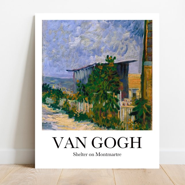 Poster Abrigo em Montmartre por Vincent Van Gogh (Own a Van Gogh! "Shelter on Montmartre" poster. Bold colors, vivid scene)