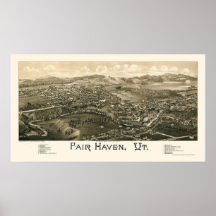 Poster Abrigo justo, mapa panorâmico do VT - 1886
