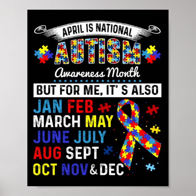 Poster Abril É O Mês Da Conscientização Do Autismo E Todo (Frente)