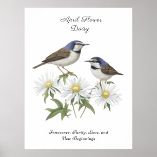 Poster Abril Mês da Flor Daisy Cerejou Aniversário