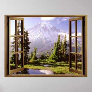 Poster Abrir janela no Monte Rainier
