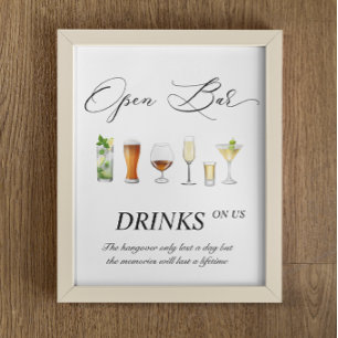 Poster Abrir placa de casamento do bar 8x10