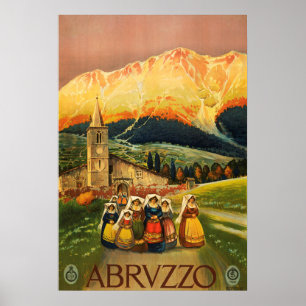 Poster Abruzzo, Abrvzzo, Itália, Viagens vintage