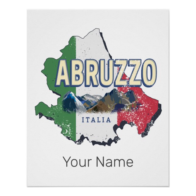 Pôster Abruzzo Itália - Região Retro Mapa Vintage Souveni (Frente)