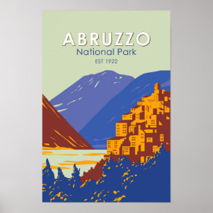 Poster Abruzzo National Park Itália Viagem Art Vintage