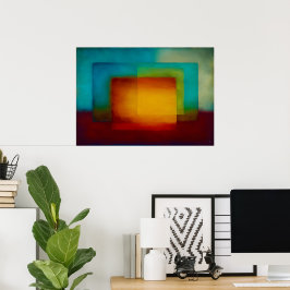 Poster Abstração Campo de Cor Confluência Dourada Zen Cel