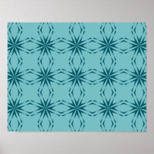 Poster Abstração de flores azul-turquesa, legal e em mo