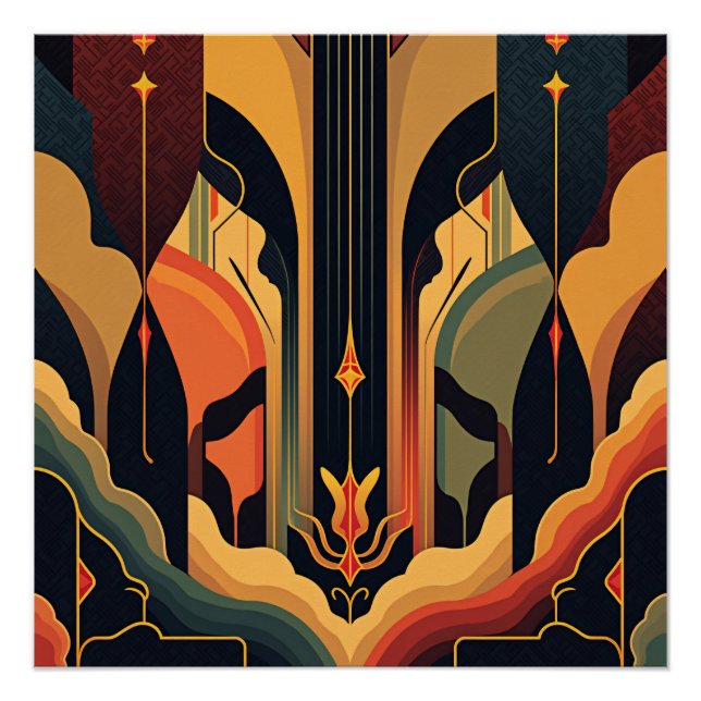 Pôster Abstração Deco Brilhante (Frente)