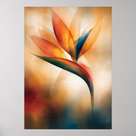Poster Abstração Floral Cubista Ave do Paraíso