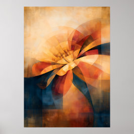 Poster Abstração Floral Cubista de Marigold Dourado