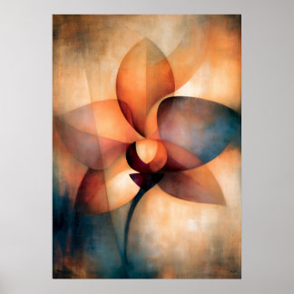 Poster Abstração Floral Cubista de Orquídea Ran