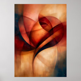Poster Abstração Floral Cubista Rosa Vermelha Bara