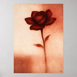 Poster Abstração Floral Japonesa Rosa Vermelha