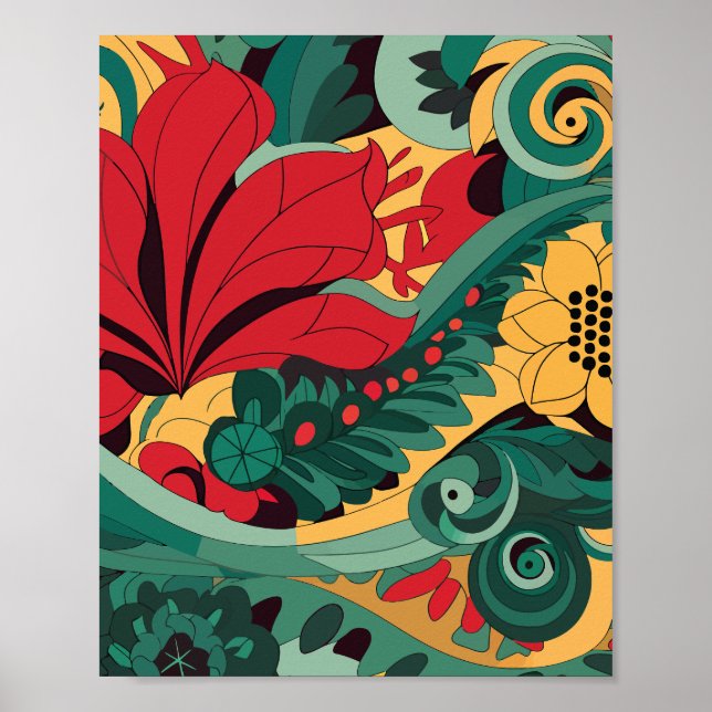 Poster Abstração Floral Vibrante (Frente)