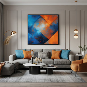 Poster Abstração Fogo e Azul
