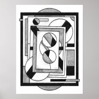 Poster Abstração Geométrica Moderna Monocromática