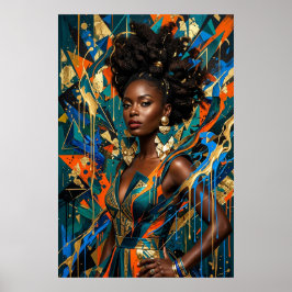 Poster Abstracionismo Geométrico Afrofuturista Moda Negra