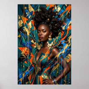 Poster Abstracionismo Geométrico Afrofuturista Moda Negra