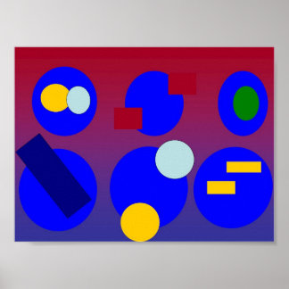 Poster Abstract Art - Blue Red Dawn