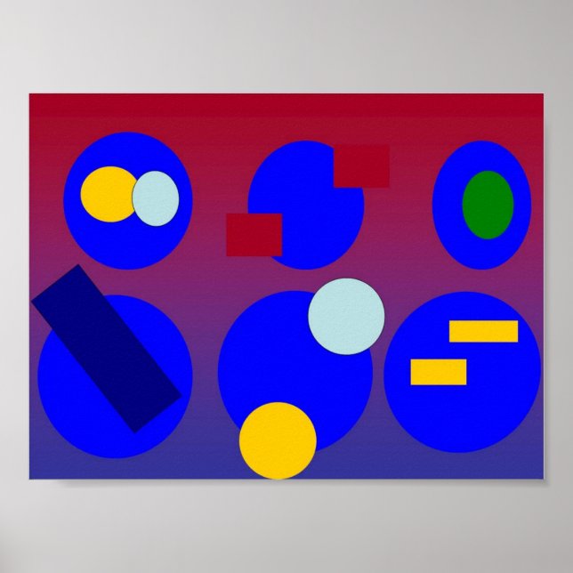 Poster Abstract Art - Blue Red Dawn (Frente)