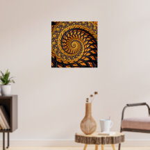Abstract Black and Gold Spiral Fractal