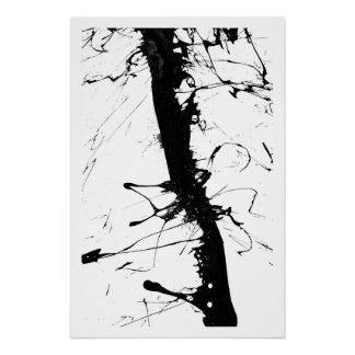Pôster Abstract Black Ink Network