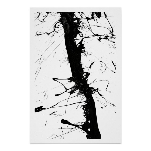 Pôster Abstract Black Ink Network (Frente)
