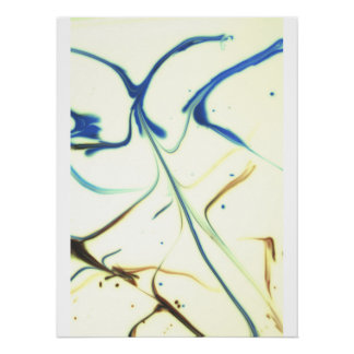 Pôster Abstract Blue & Gold Fluid Art – Elegant Modern Ma