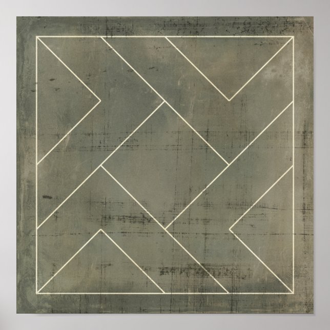 Pôster Abstract Blueprint with Geometric Shapes (Frente)