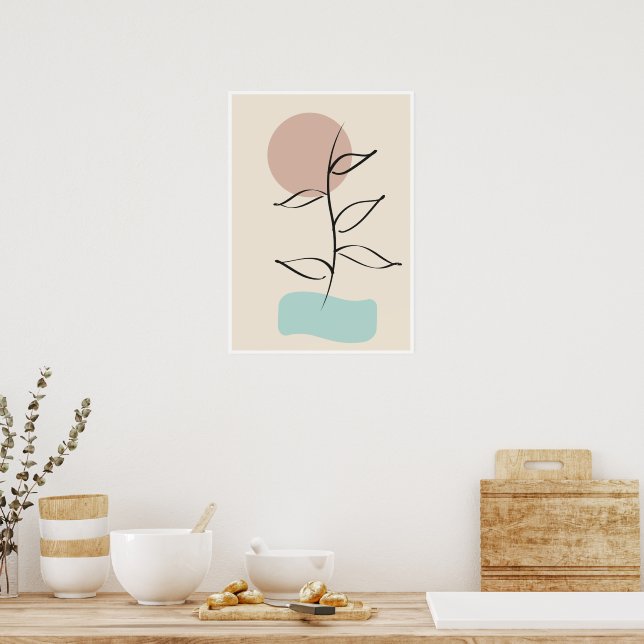 Poster Abstract Botanical Wall Art – Minimal Line Art (Cozinha)