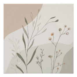 Pôster Abstract Botanical Wall Art – Minimal Wildflower N