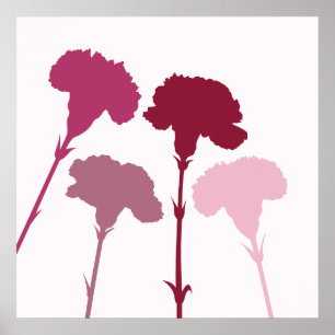 Poster Abstract Carnation Silhouettes – Reds & Pinks
